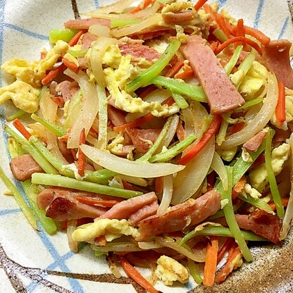 【栄養たっぷり】ブロッコリーの茎入りスパム野菜炒め